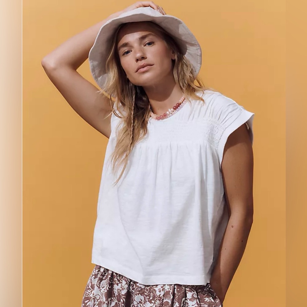 NWT Anthropologie Smocked Yoke Top Size MP
